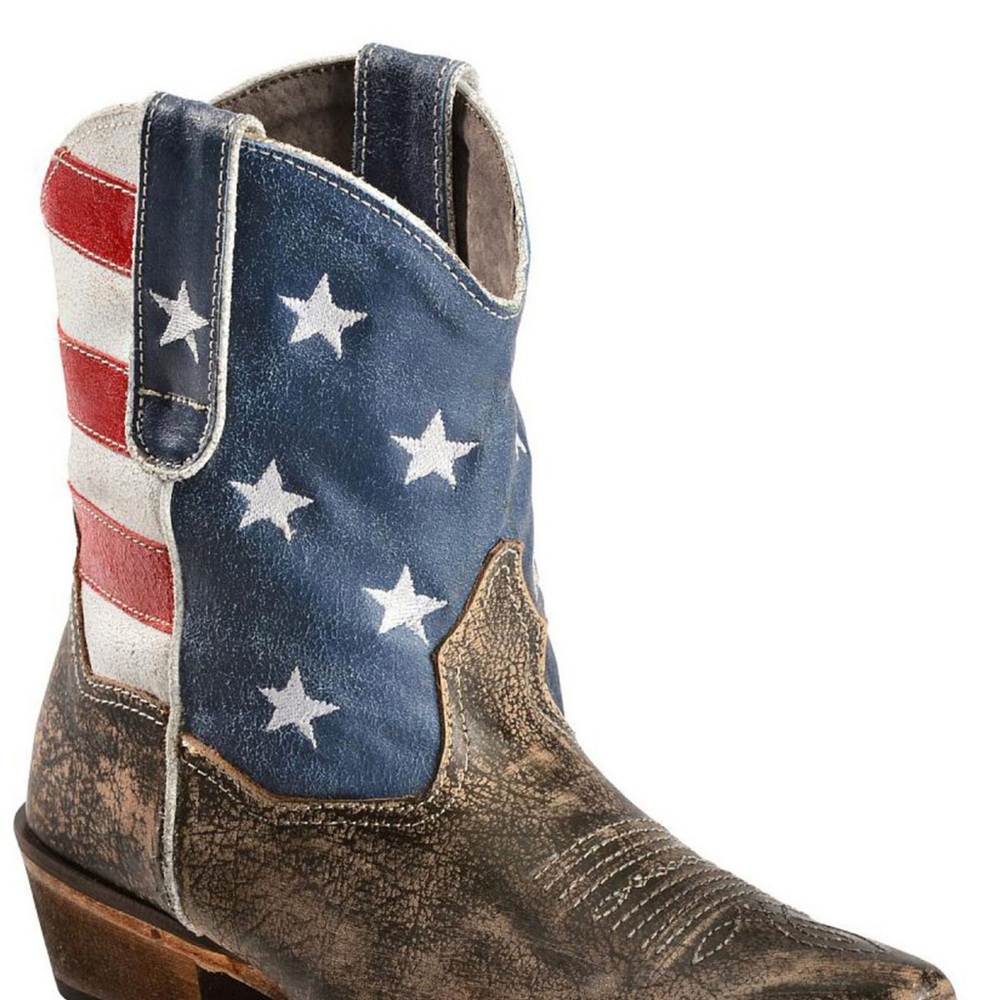 Roper Patriotic Ankle Boots - Red, White, Blue, Brown